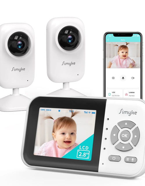 Load image into Gallery viewer, Upgrade Video Baby Monitor with 2 Cameras and Audio 2.8&quot; LCD Screen, Night Vision, APP, 2 Way Talk, 1200Ft Long Range, Feeding Clock, Temperature Detection, Portable Wireless Baby Cam Home Use
