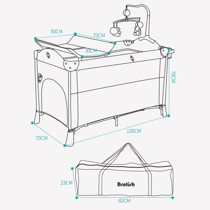 Newborn Baby Bed Multifunctional Baby Cribs Foldable Baby Cot with Diaper Table Crib Cradle Double Decker Cribs for Baby