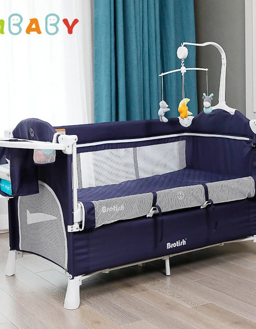 Load image into Gallery viewer, Newborn Baby Bed Multifunctional Baby Cribs Foldable Baby Cot with Diaper Table Crib Cradle Double Decker Cribs for Baby
