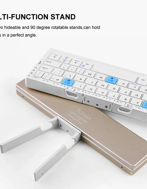 Load image into Gallery viewer, BOW Foldable Bluetooth Keyboard Rechargeable Keyboard Mini Folding Wireless Keyboard Aluminum Keypad with Stand for Phone
