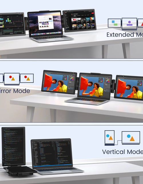 Load image into Gallery viewer, Portable Triple Monitor for 13-16&quot; Laptop, Extender 12Inch Screen Dual Display Travel Extended Foldable Workstation Monitor Display
