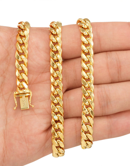 Load image into Gallery viewer, 14K Yellow Gold 7.5Mm Miami Cuban Link Chain Necklace, Mens Womens Jewelry Box Clasp 16&quot; - 30&quot;
