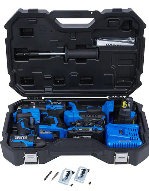 Load image into Gallery viewer, XTR 24-Volt 3-Tool Brushless Power Tool Combo Kit with Hard Case (2-Batteries Included and Charger Included)
