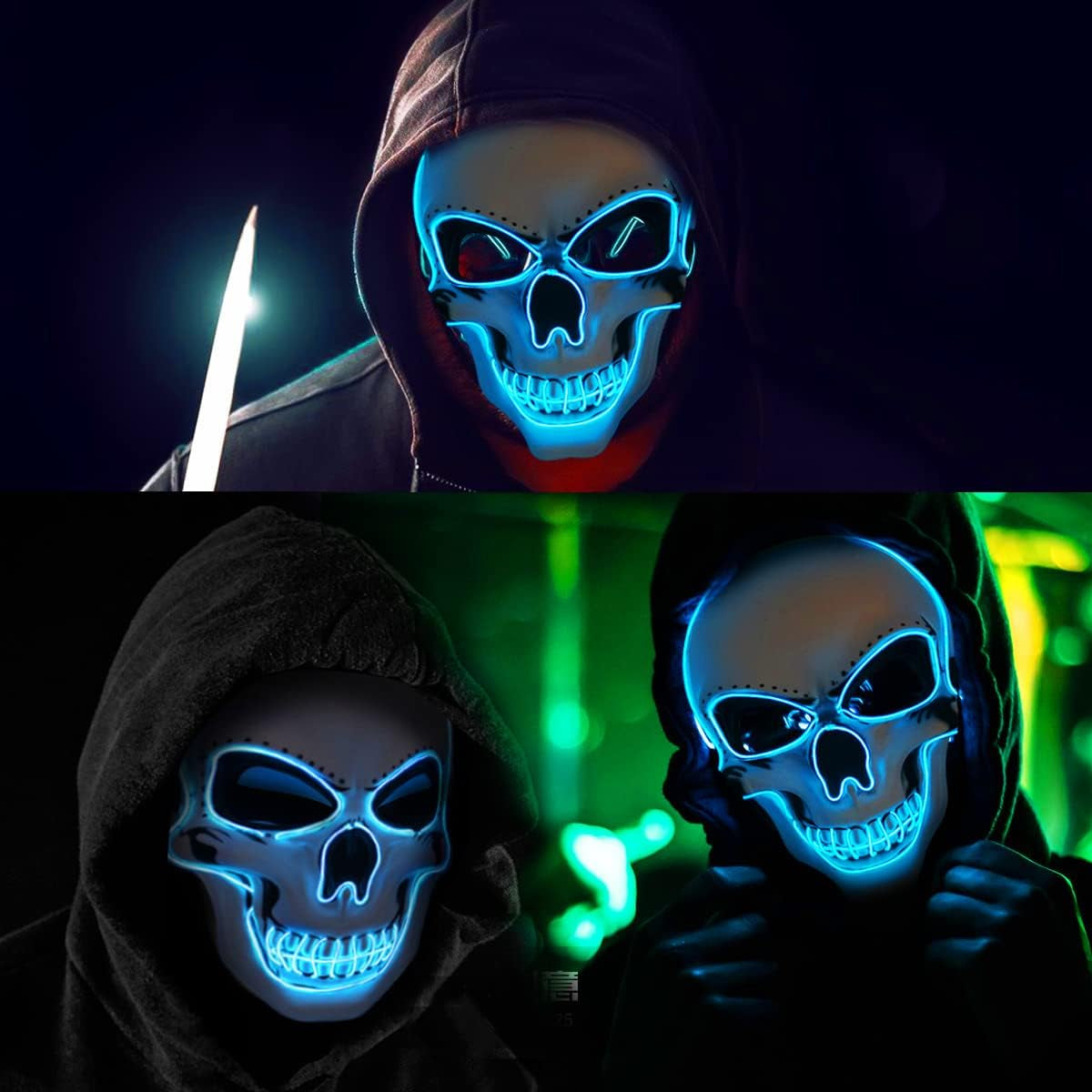 Halloween Mask LED Light up Costumes Scary Mask for Party Supplies Favor