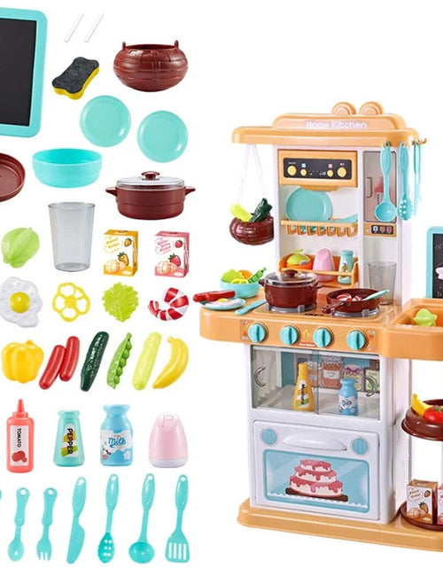 Load image into Gallery viewer, Kitchen Set for Kids Pretend Play Cook W/ Sound, Light, Real Spray, Drawing and Water Flow, 43 Piece Accessory Set.
