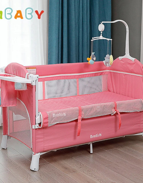 Load image into Gallery viewer, Newborn Baby Bed Multifunctional Baby Cribs Foldable Baby Cot with Diaper Table Crib Cradle Double Decker Cribs for Baby
