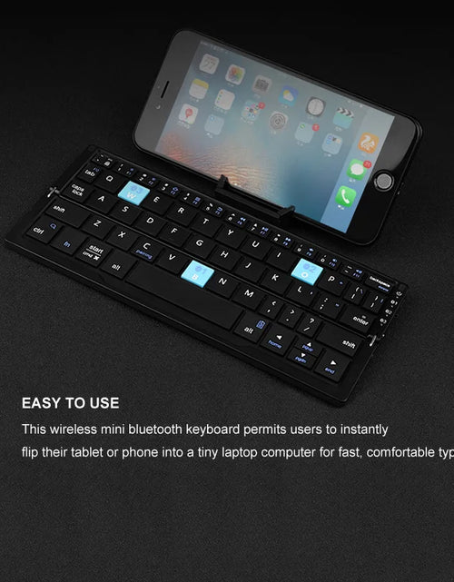 Load image into Gallery viewer, BOW Foldable Bluetooth Keyboard Rechargeable Keyboard Mini Folding Wireless Keyboard Aluminum Keypad with Stand for Phone
