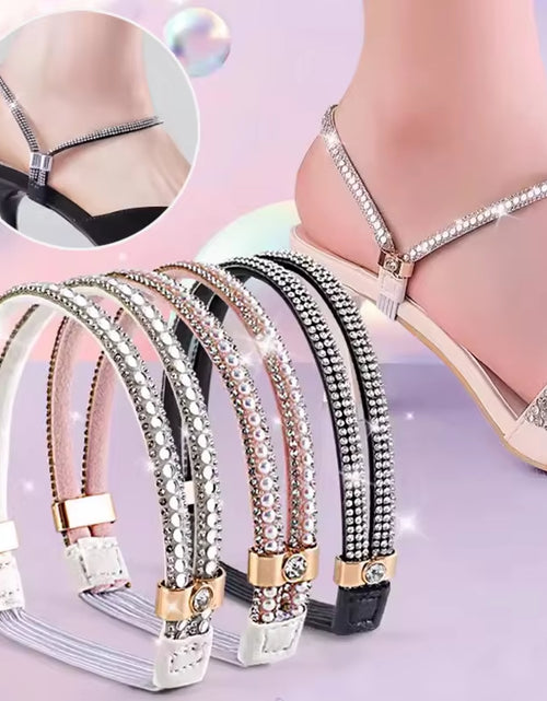 Load image into Gallery viewer, 2Pcs Anti-Skid High Heels Shoes Band Women Rhinestone Shoelaces Triangle Bundle Anti-Drop Straps Belt Drill Elastic Fixing Belts
