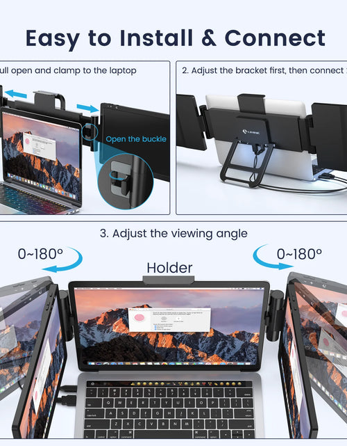 Load image into Gallery viewer, Portable Triple Monitor for 13-16&quot; Laptop, Extender 12Inch Screen Dual Display Travel Extended Foldable Workstation Monitor Display
