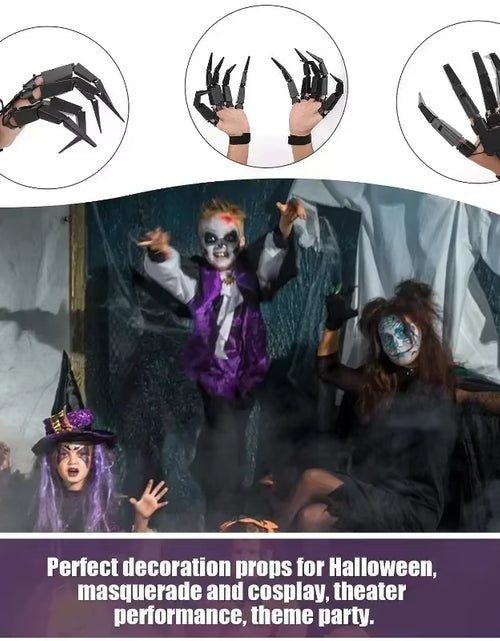 Load image into Gallery viewer, Halloween Articulated Fingers Scary Fake Fingers Skeleton Hand Cosplay Finger Glove Realistic Horror Ghost Claw Prop Party Decor
