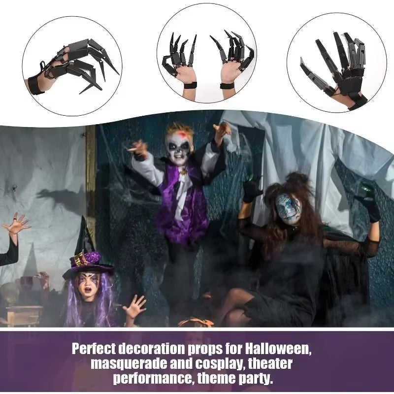 Halloween Articulated Fingers Scary Fake Fingers Skeleton Hand Cosplay Finger Glove Realistic Horror Ghost Claw Prop Party Decor