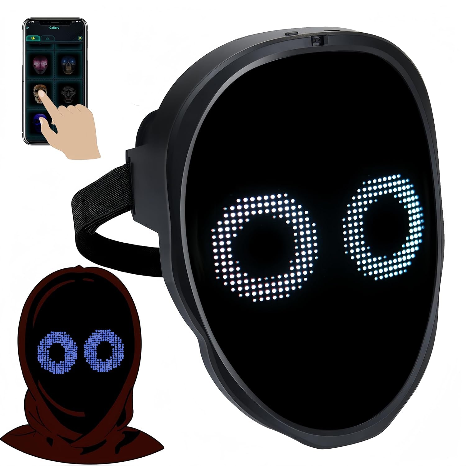 LED Mask with Face Transforming-Light up Programmable Mask,Cool Led Mask,Led Light up Screen Mask,Led Mad Mask