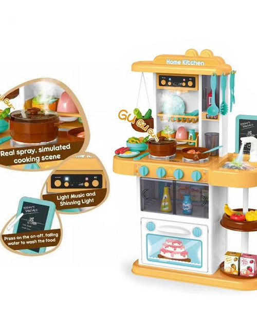 Load image into Gallery viewer, Kitchen Set for Kids Pretend Play Cook W/ Sound, Light, Real Spray, Drawing and Water Flow, 43 Piece Accessory Set.
