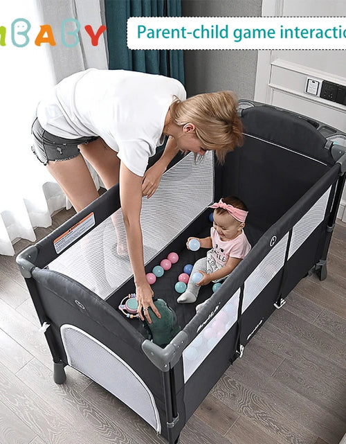 Load image into Gallery viewer, Newborn Baby Bed Multifunctional Baby Cribs Foldable Baby Cot with Diaper Table Crib Cradle Double Decker Cribs for Baby
