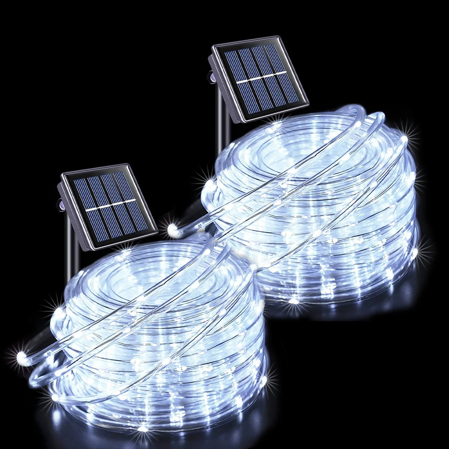 33Ft 100 LED Solar String Rope Lights, 8 Modes Solar Rope Lights Outdoor IP65 Waterproof for Fence,Gazebo,Yard,Walkway,Path,Garden Decor, 2PACK, White