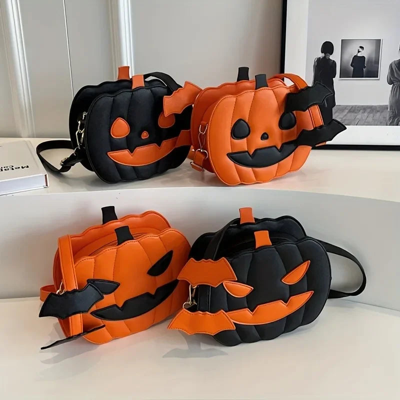 Enchanting Halloween Pumpkin Bag Devilish Style with Ghost Skull Accent Fashion Purse for Women & Girls