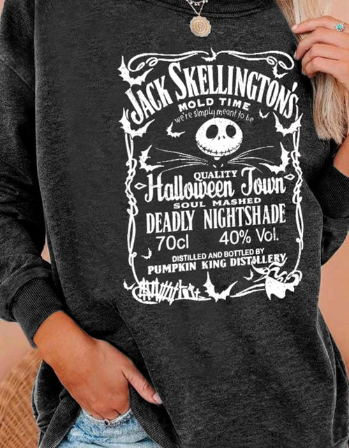 Load image into Gallery viewer, Halloween Print Washed Sweatshirt, Crew Neck Casual Washed Sweatshirt for Winter &amp; Fall, Women&#39;S Clothing
