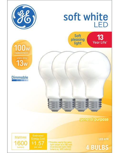 Load image into Gallery viewer, GE Classic LED Light Bulbs, 60 Watt, Soft White, A19 Bulbs, Medium Base, Frosted Finish, 13Yr, 12Pk
