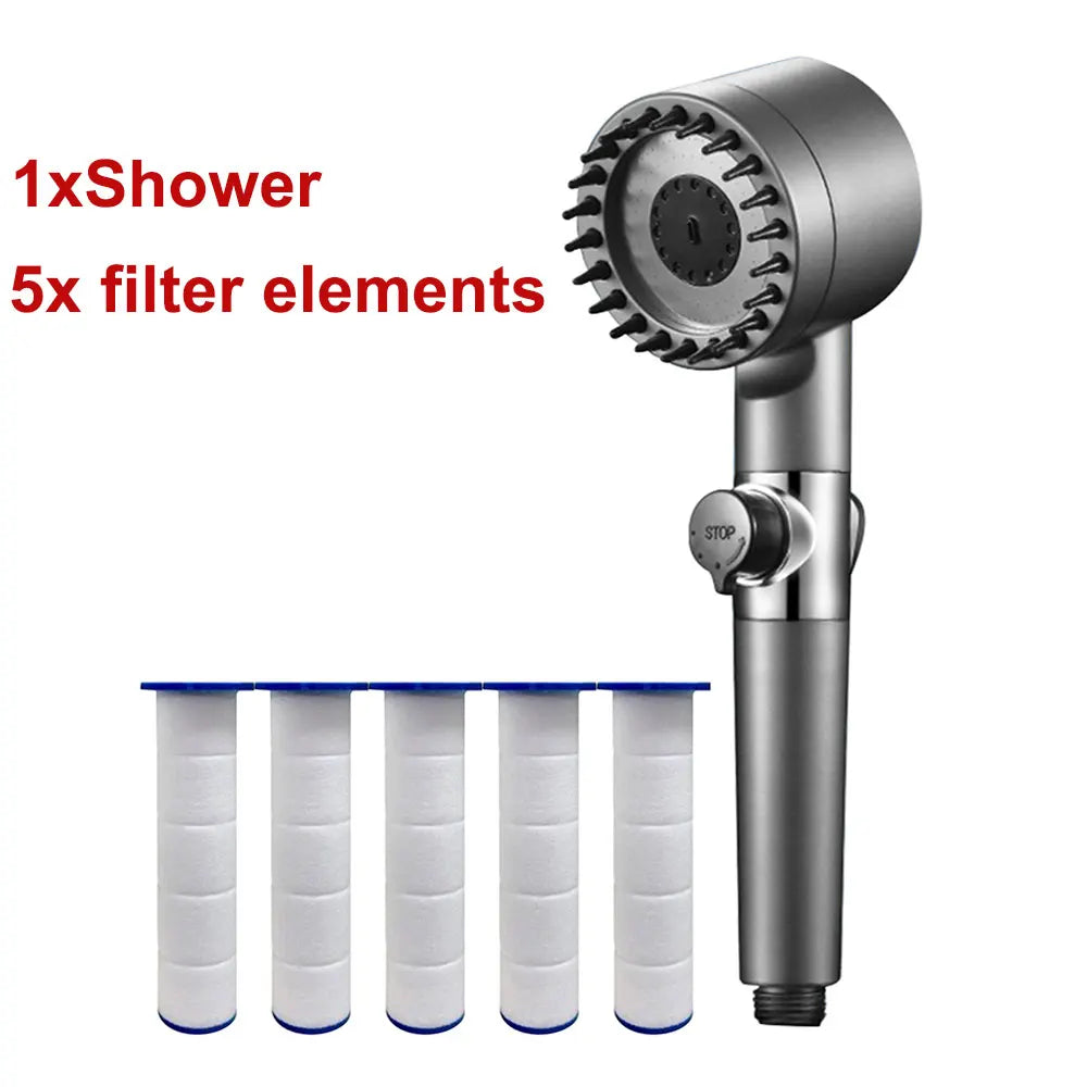 High Pressure Showerhead 4 Modes Water Saving Pressurized Shower Head Massage and Skin Beauty Multifunctional Shower Head