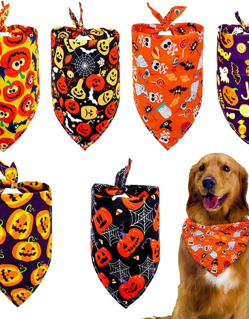 Load image into Gallery viewer, Dog Bandanas for Halloween,6Pcs Pet Triangle Bibs Scarf Autumn Cute Dog Bandanas Pumpkin Bat Spider Pet Scarf Accessories for Small Dogs Cats Pets(Random Color)
