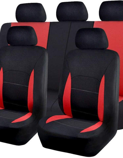 Load image into Gallery viewer, Car Seat Covers Full Set Front Seats and Rear Bench Polyester Car Seat Protectors Black Gray Purple Airbag Compatible Rear Bench Split (Black Red)
