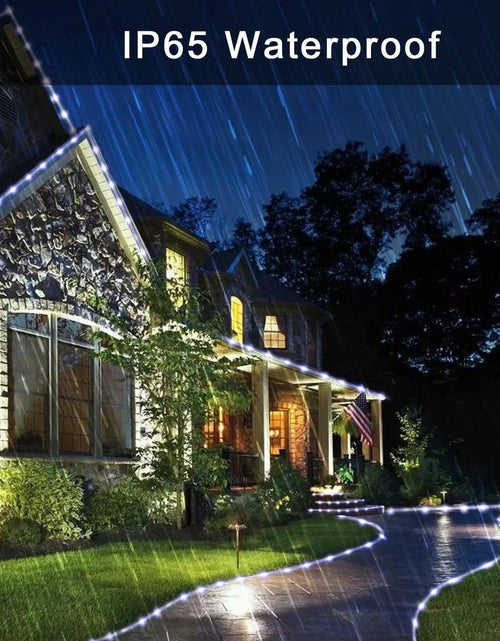 Load image into Gallery viewer, 33Ft 100 LED Solar String Rope Lights, 8 Modes Solar Rope Lights Outdoor IP65 Waterproof for Fence,Gazebo,Yard,Walkway,Path,Garden Decor, 2PACK, White
