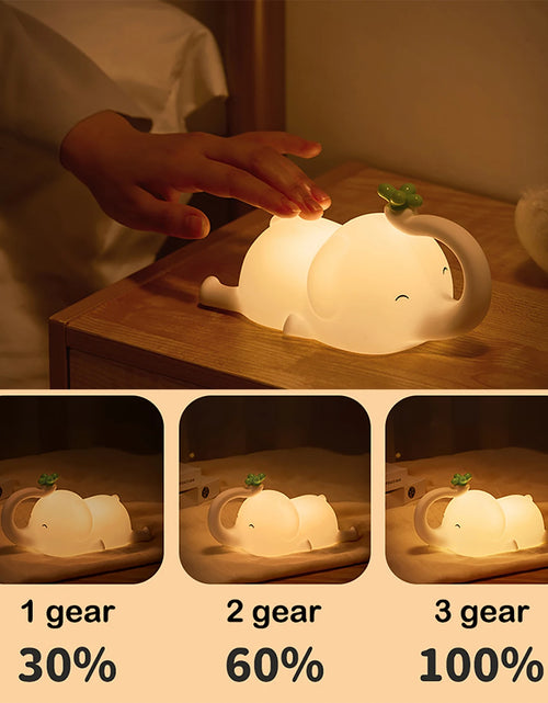 Load image into Gallery viewer, Children Silicone Night Light Cute Elephant Baby Dimmable Timed Sleeping Night Lamp for Bedside Bedroom Decoration Gift Birthday
