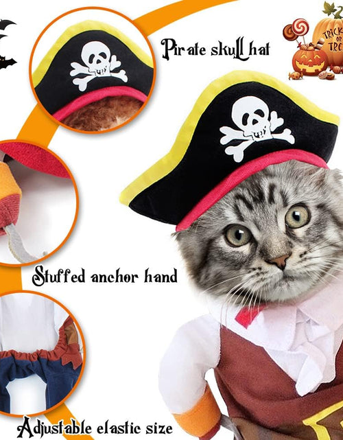 Load image into Gallery viewer, Funny Cat Pirate Costumes - Caribbean Style Pet Dressing up Cosplay Party Costume with Hat Small to Medium Dogs Cats Kitty Cute Fashion Prop Apparel for Halloween Christmas Party Accessories (S)
