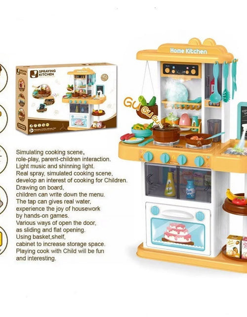 Load image into Gallery viewer, Kitchen Set for Kids Pretend Play Cook W/ Sound, Light, Real Spray, Drawing and Water Flow, 43 Piece Accessory Set.
