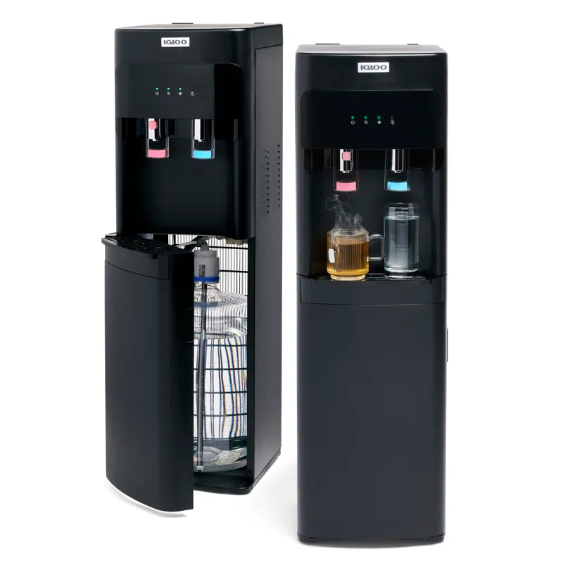 Black Free Standing Bottom Loading Electric Water Dispenser