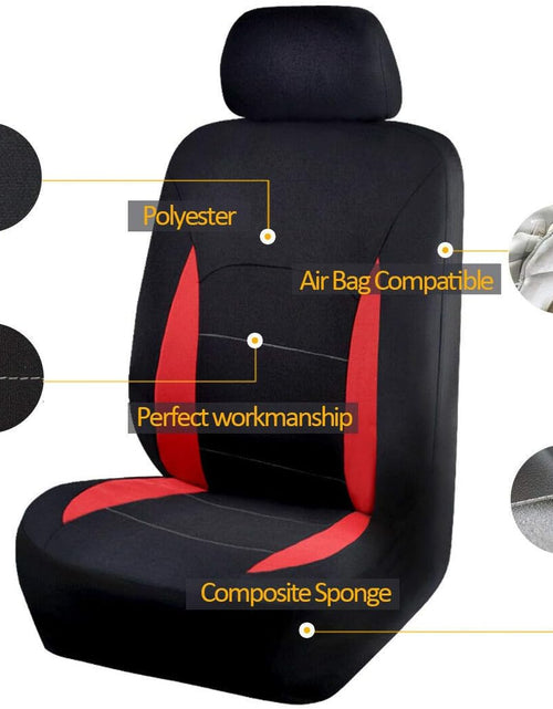 Load image into Gallery viewer, Car Seat Covers Full Set Front Seats and Rear Bench Polyester Car Seat Protectors Black Gray Purple Airbag Compatible Rear Bench Split (Black Red)
