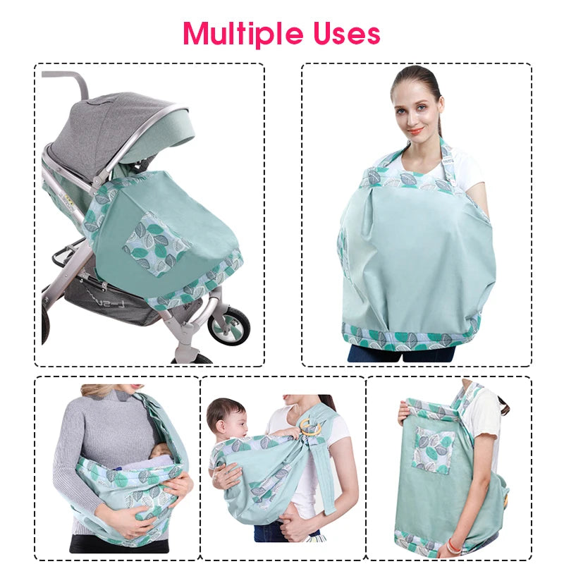 Baby Wrap Newborn Sling Dual Use Infant Nursing Cover Carrier Mesh Fabric Breastfeeding Carriers up to 130 Lbs (0-36M)